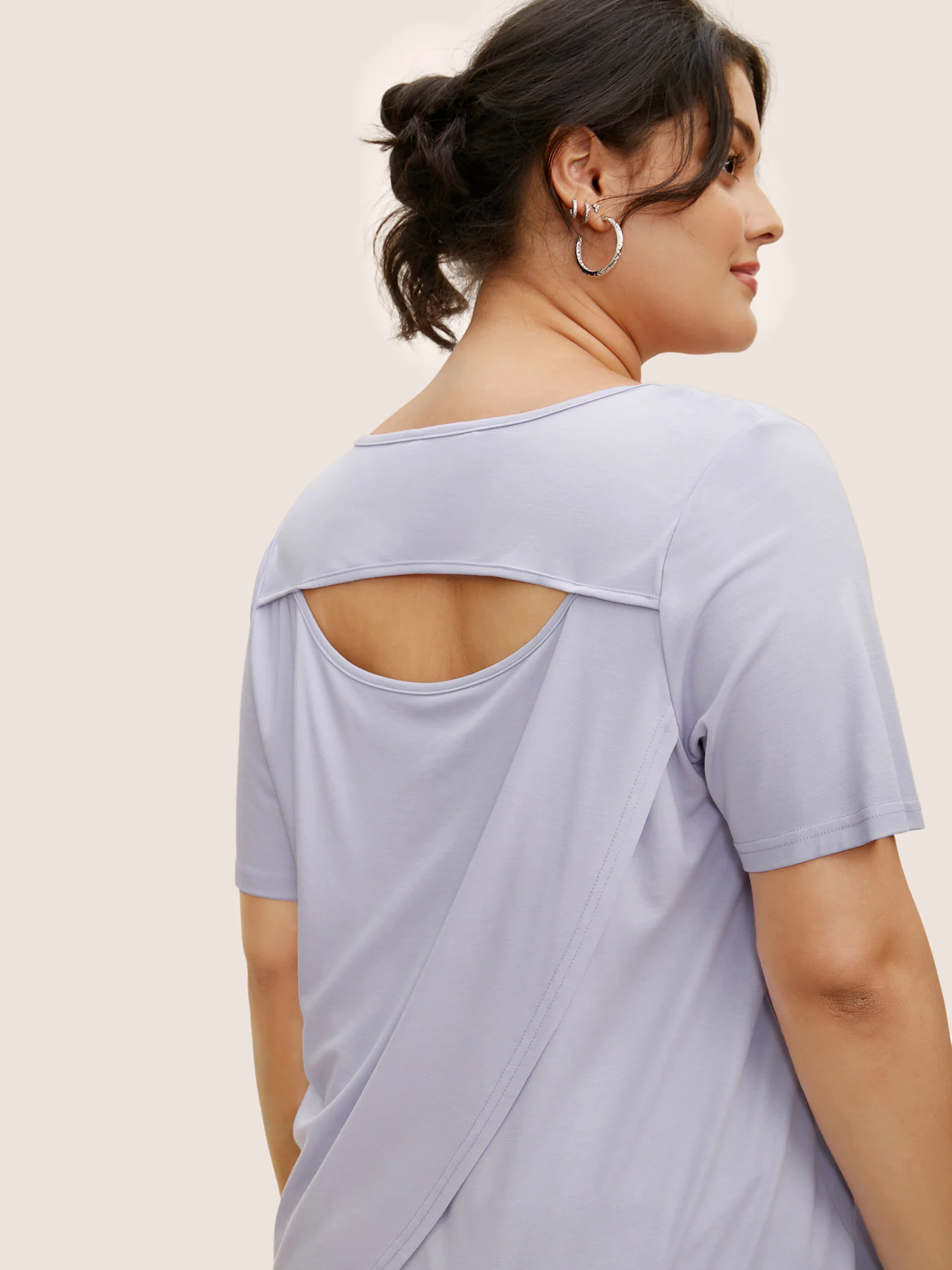 Crew Neck Cut Out Wrap T-shirt Crew Neck Cut Out Wrap T-shirt
