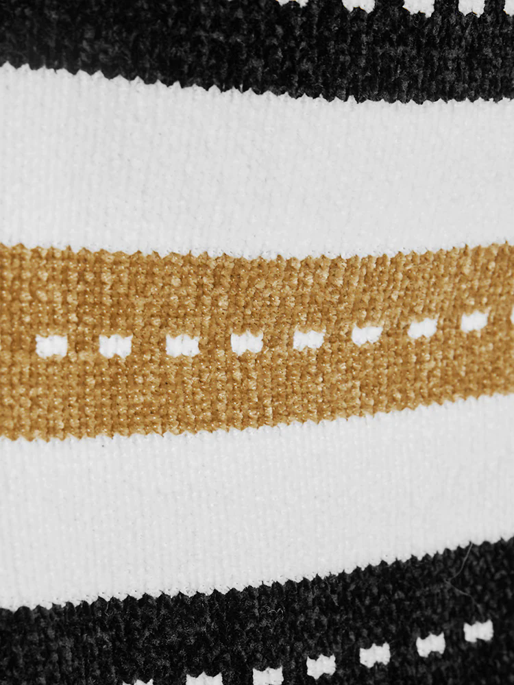 Striped Contrast Pointelle Knit Jacquard Open Front Cardigan Striped Contrast Pointelle Knit Jacquard Open Front Cardigan