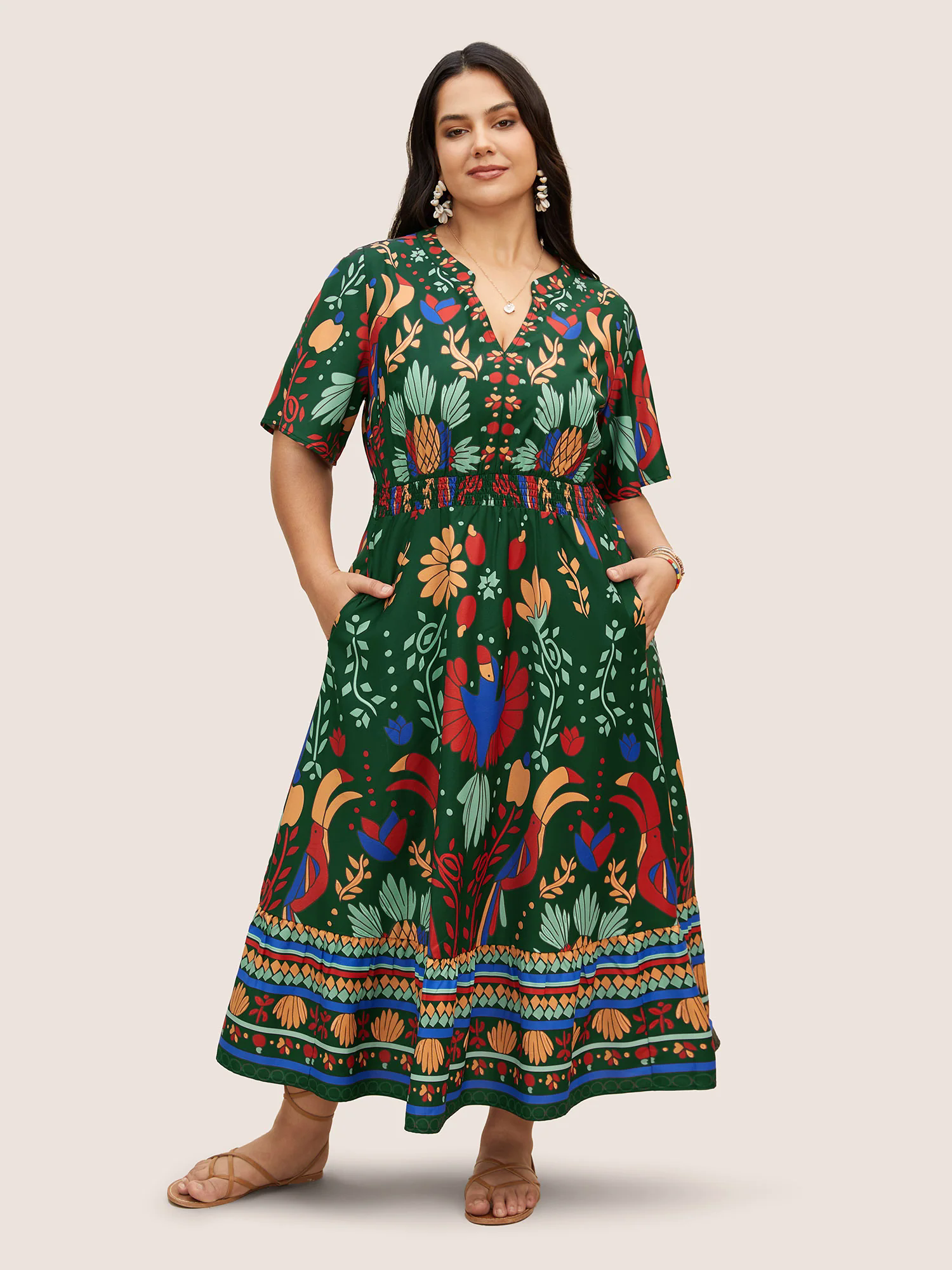 Bandana Print Shirred Elastic Waist Flutter Sleeve Dress Bandana Print Shirred Elastic Waist Flutter Sleeve Dress