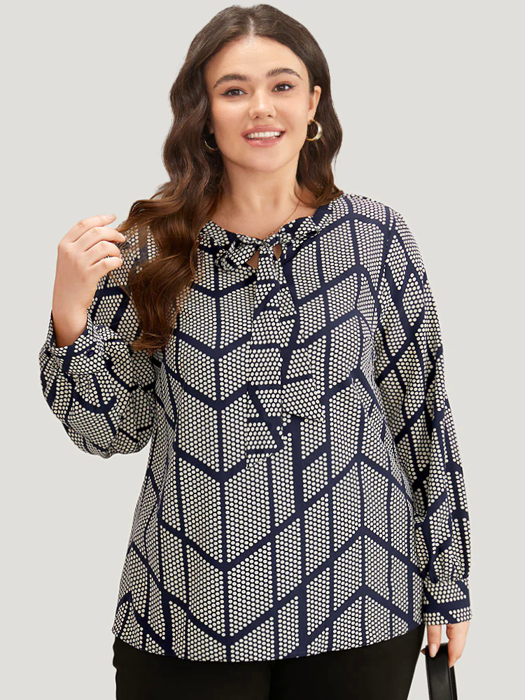 Polka Dot Knot Neck Blouse Polka Dot Knot Neck Blouse