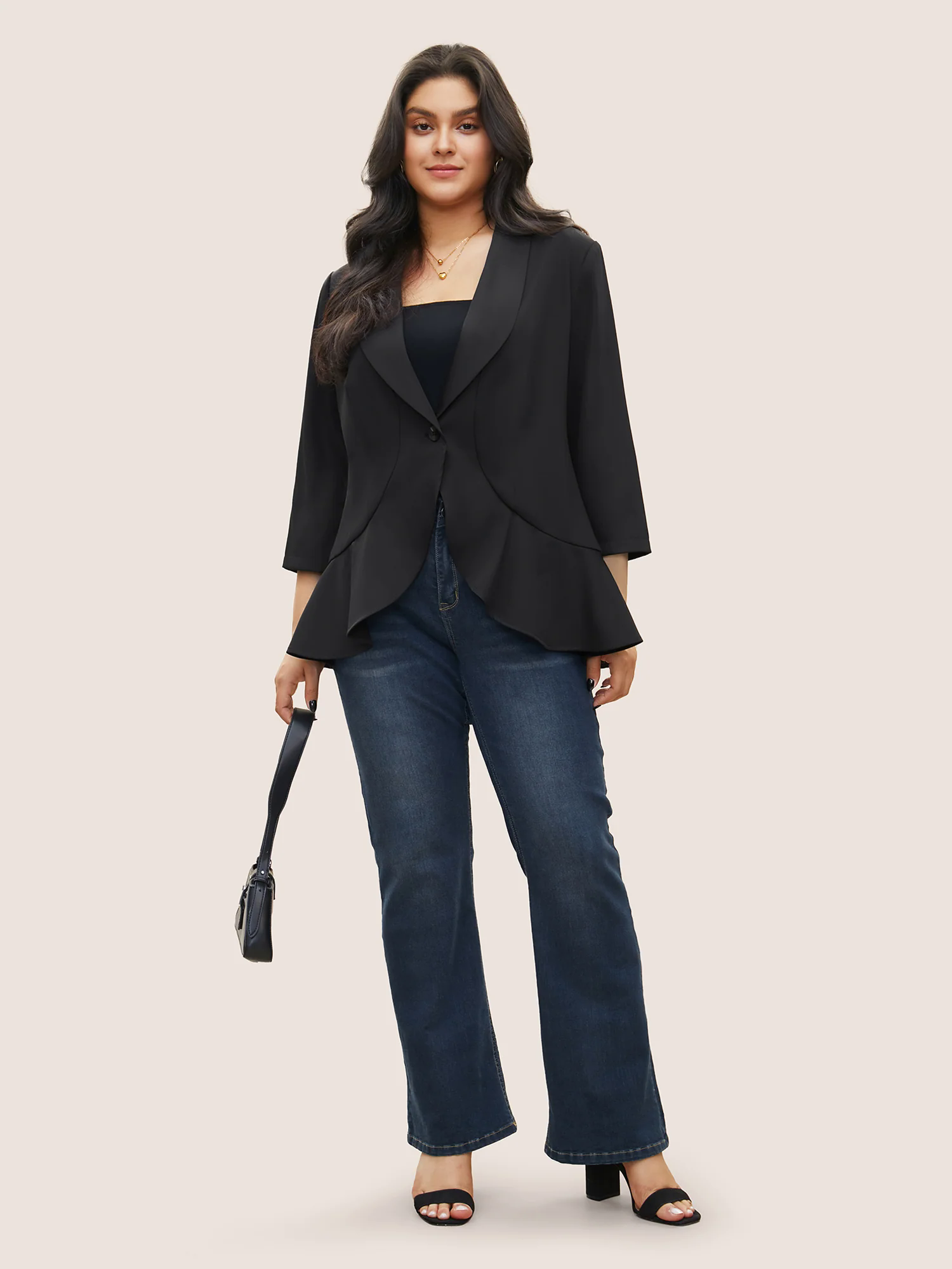 Anti-Wrinkle Solid Patchwork Ruffles Blazer Anti-Wrinkle Solid Patchwork Ruffles Blazer