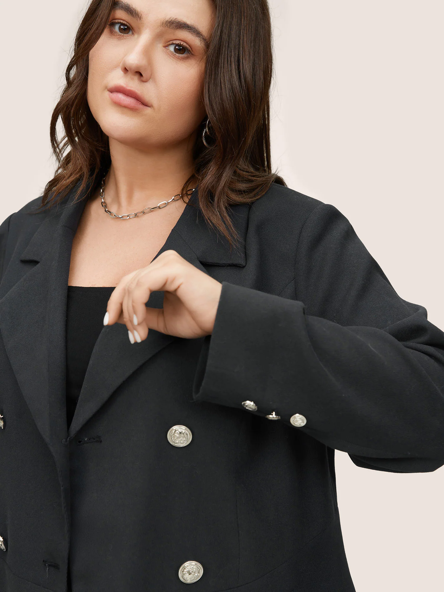 Suit Collar Double Breasted Metal Detail Blazer Suit Collar Double Breasted Metal Detail Blazer