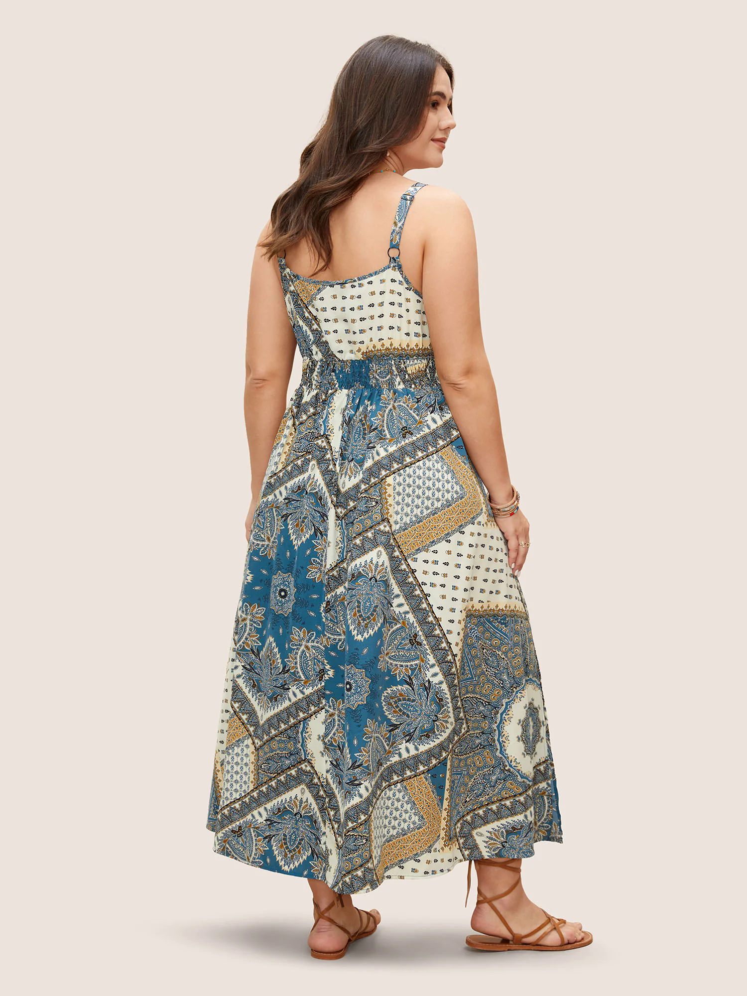 Bandana Print Ruched Split Hem Cami Dress Bandana Print Ruched Split Hem Cami Dress