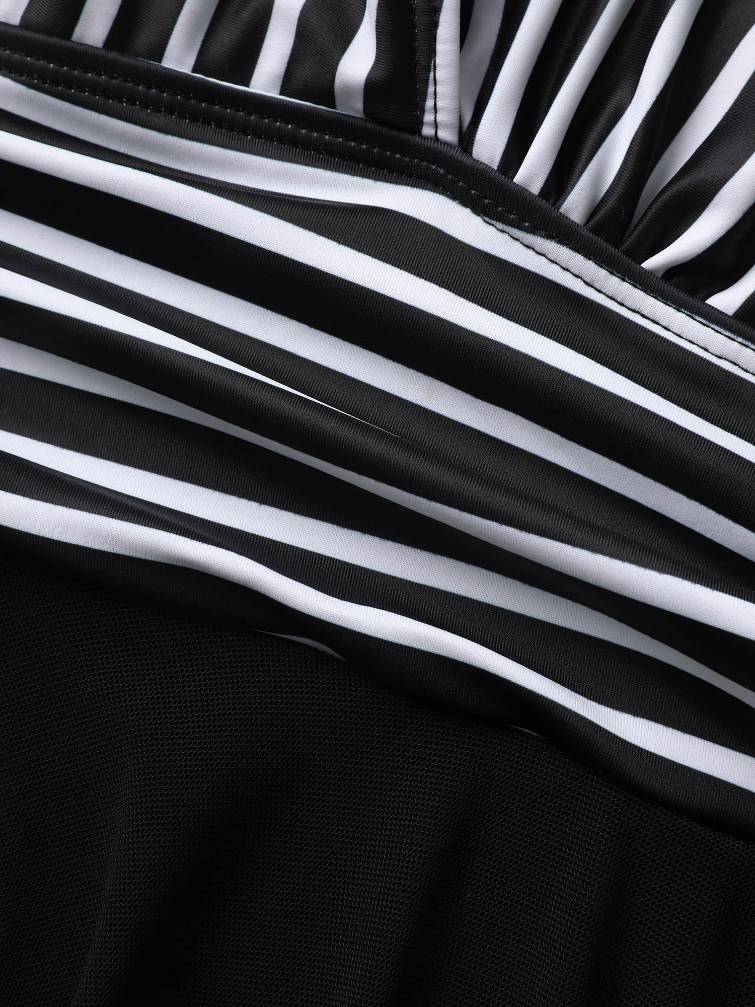 Striped Patchwork Mesh Tie Knot Swim Dress Striped Patchwork Mesh Tie Knot Swim Dress