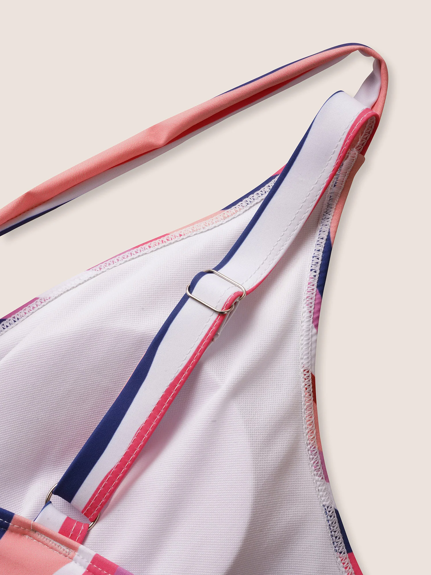 Overlap Collar Striped Tie Knot Swim Top Overlap Collar Striped Tie Knot Swim Top