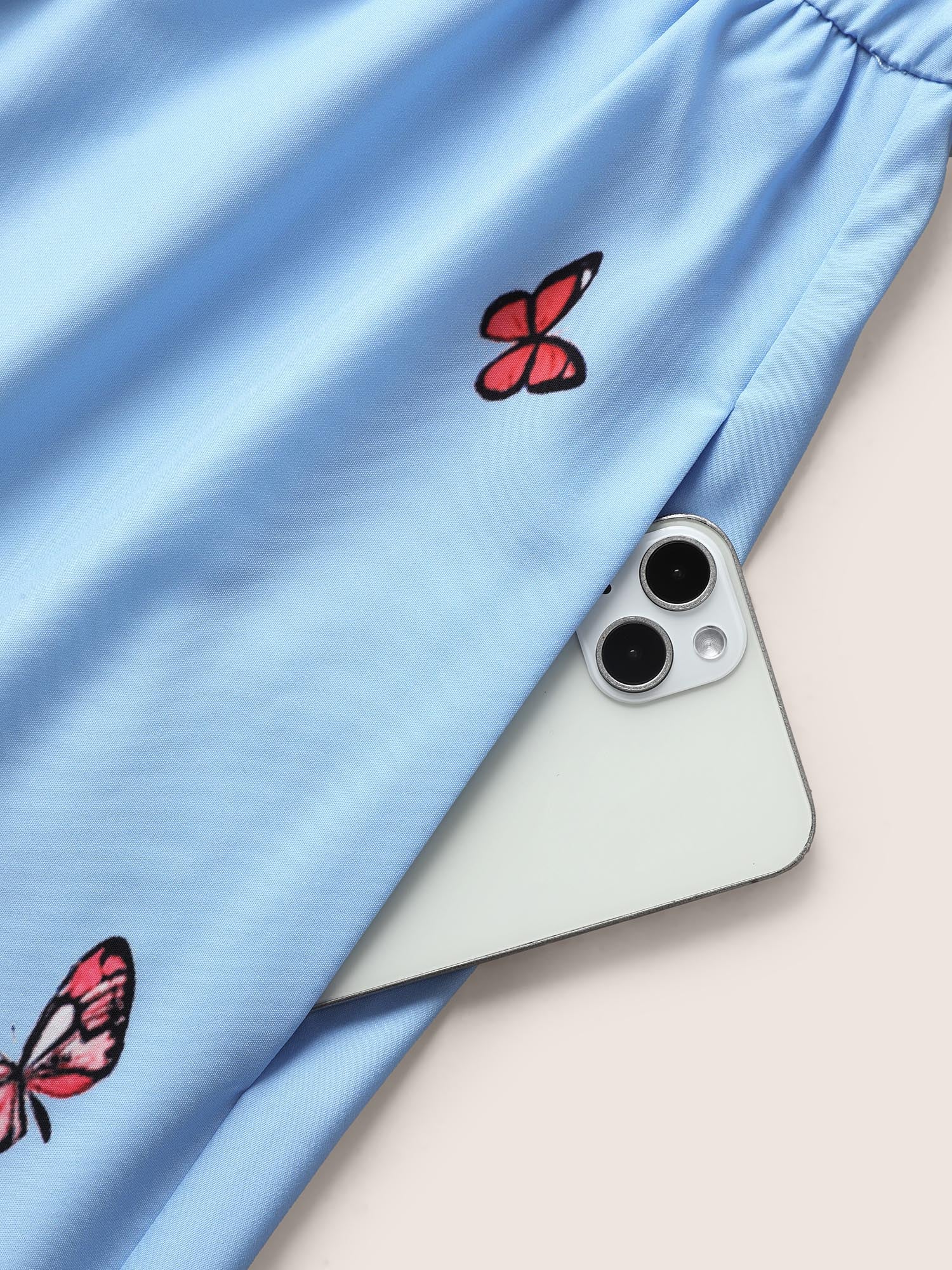 Butterfly Print Wrap Gathered Tank Dress Butterfly Print Wrap Gathered Tank Dress