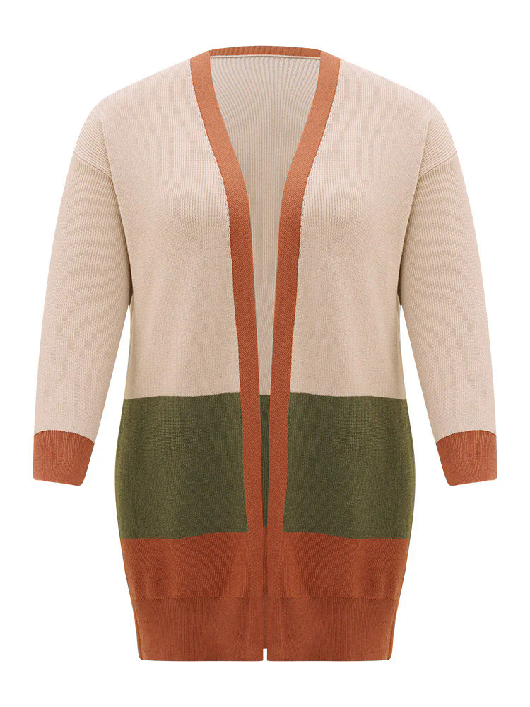 Colorblock Contrast Split Side Cardigan