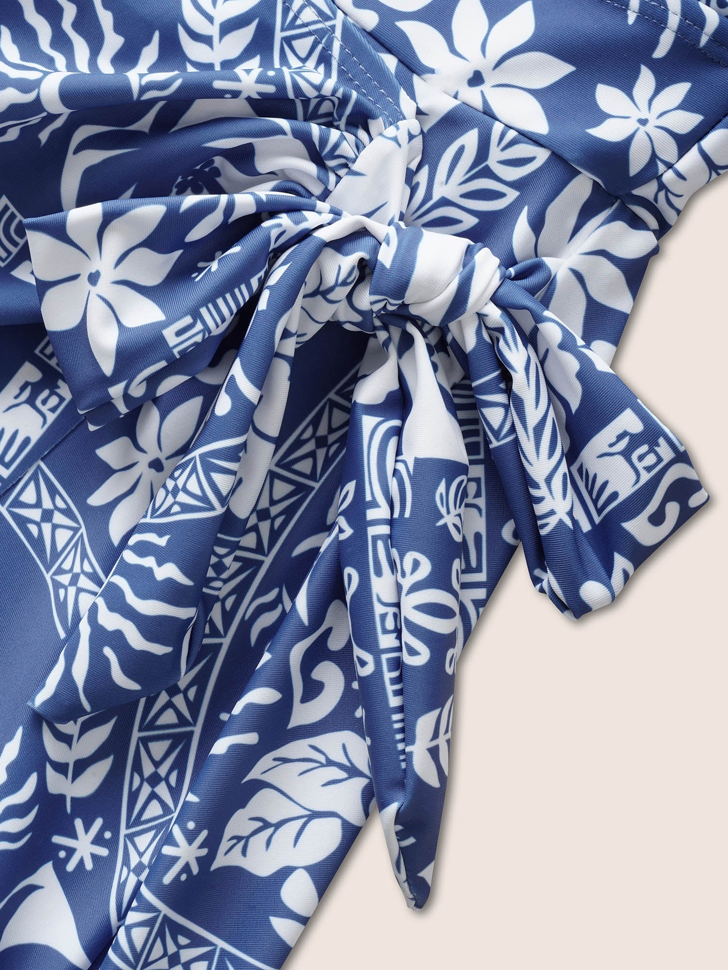 Tropical Print Gathered Tie Knot Swim Dress Tropical Print Gathered Tie Knot Swim Dress