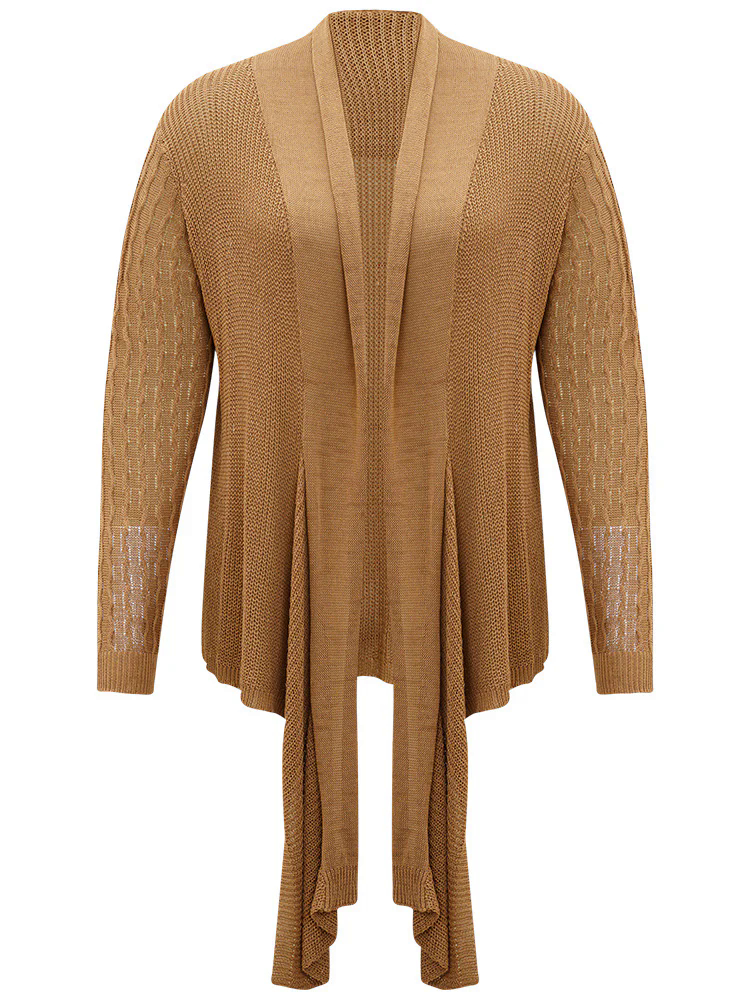 Solid Lapel Collar Patchwork Asymmetrical Hem Cardigan Solid Lapel Collar Patchwork Asymmetrical Hem Cardigan