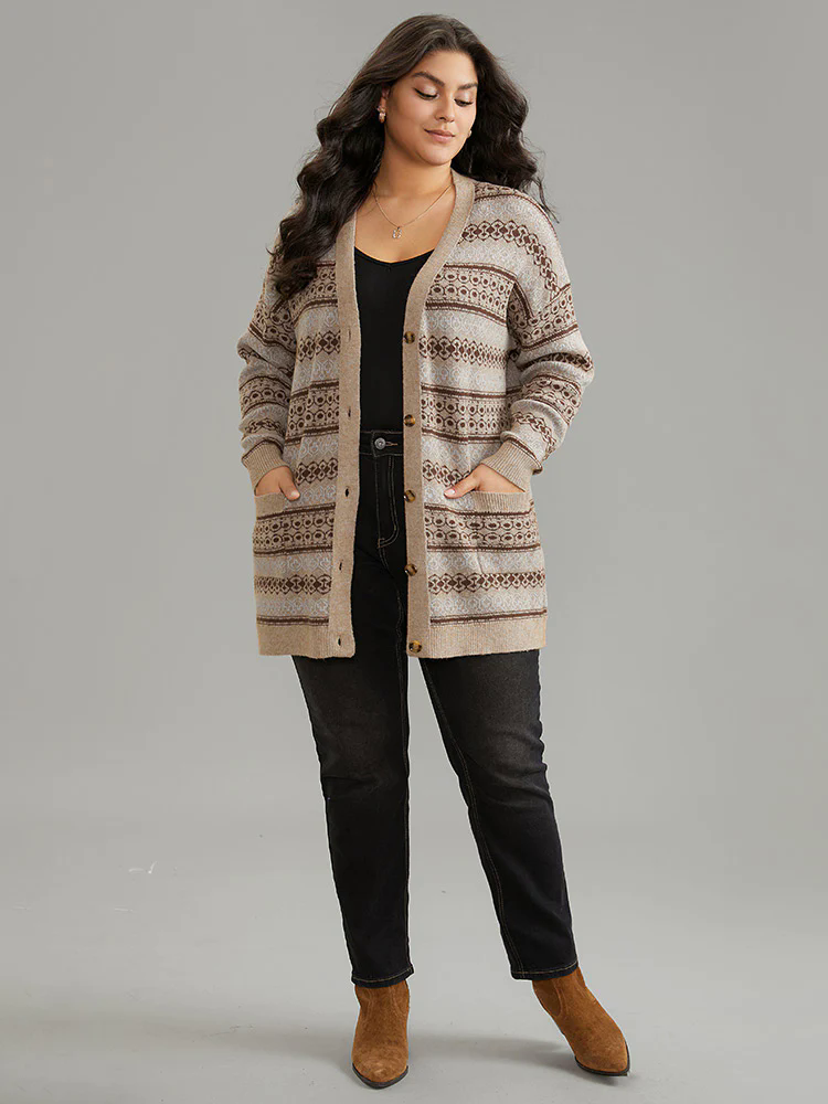 Supersoft Essentials Geometric Pocket Jacquard Cardigan Supersoft Essentials Geometric Pocket Jacquard Cardigan