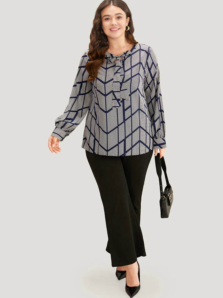 Polka Dot Knot Neck Blouse Polka Dot Knot Neck Blouse