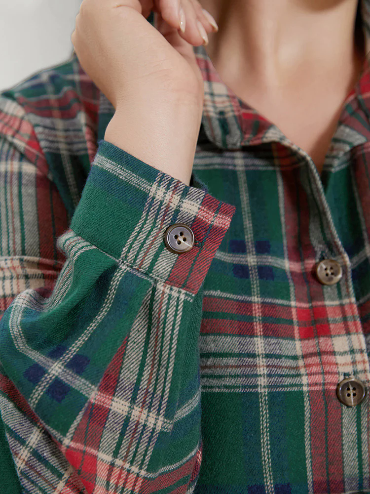 Plaid Button Up Belted Blouse Plaid Button Up Belted Blouse