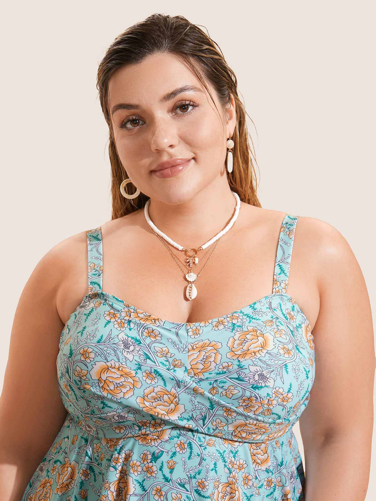 Bandana Print Crossover Adjustable Straps Swim Dress