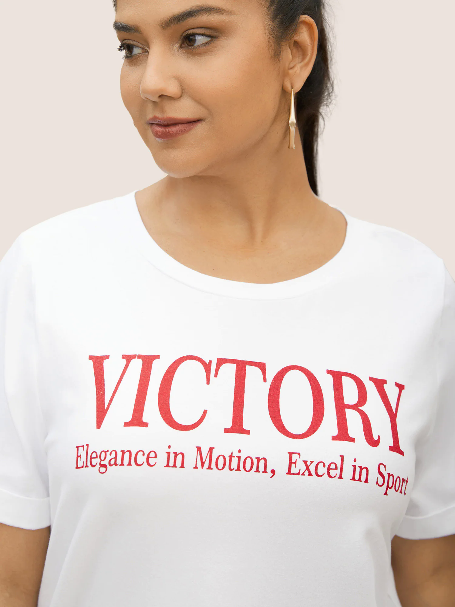Positive Slogans Print Round Neck T-shirt Positive Slogans Print Round Neck T-shirt