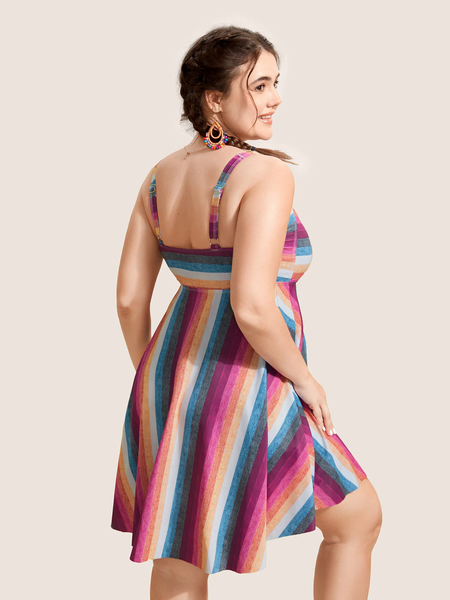 Contrast Striped Tie Knot Swim Dress Contrast Striped Tie Knot Swim Dress