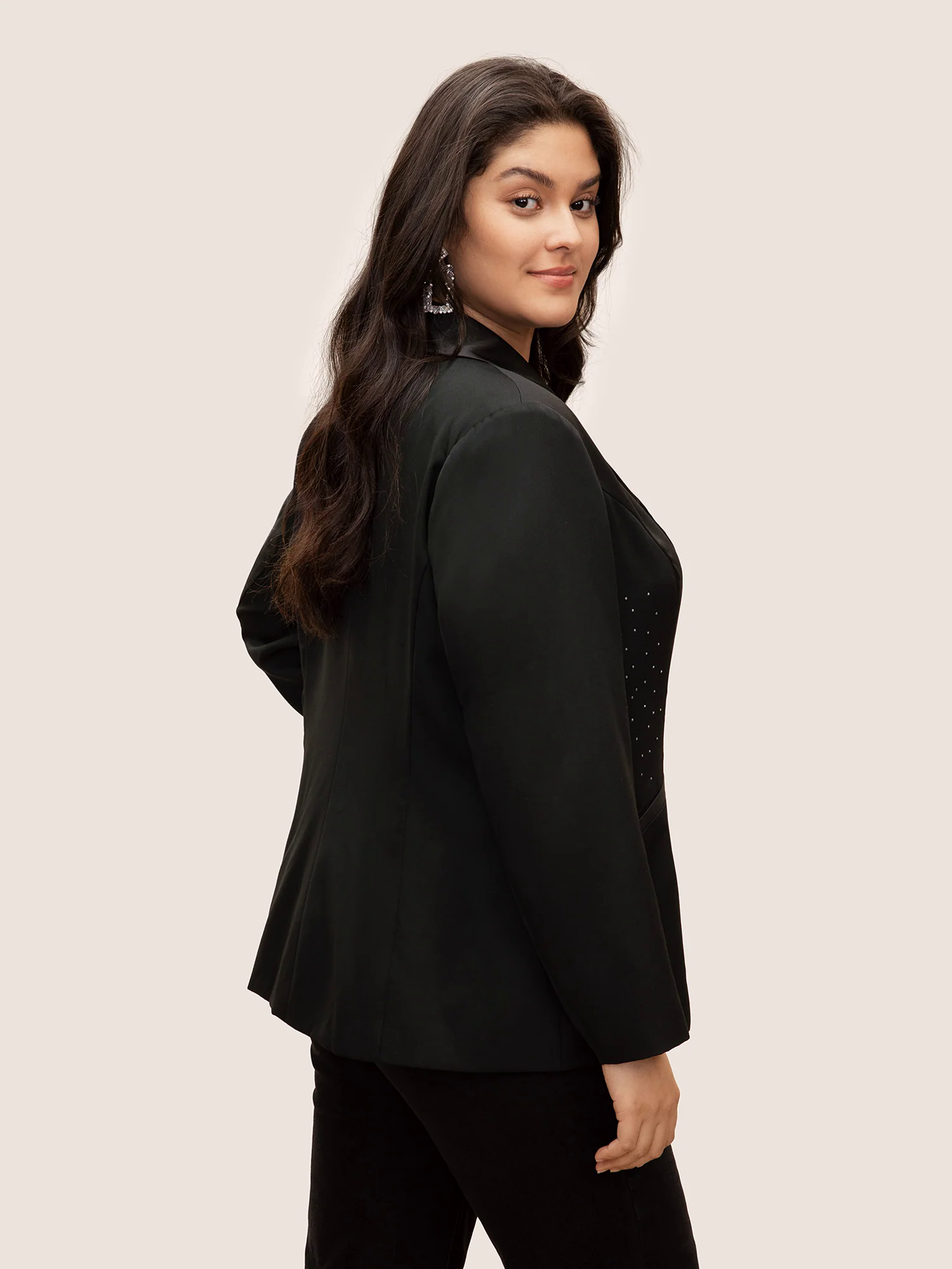 Rhinestone Detail Patched Pocket Button Up Blazer Rhinestone Detail Patched Pocket Button Up Blazer