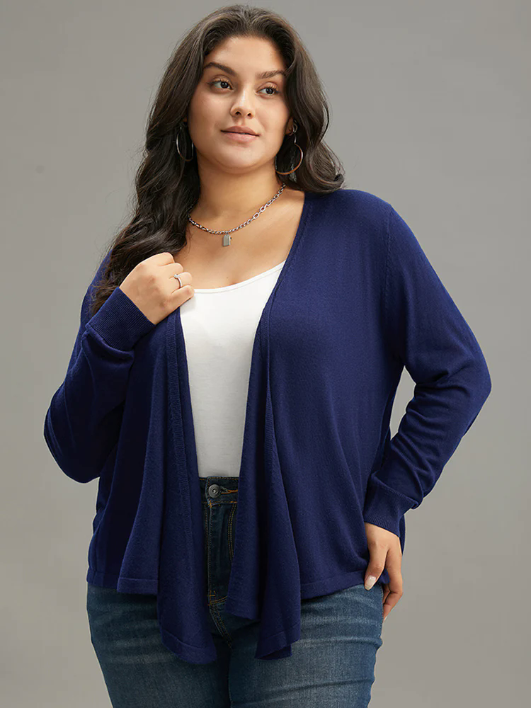 Supersoft Essentials Asymmetrical Hem Elastic Cuffs Cardigan