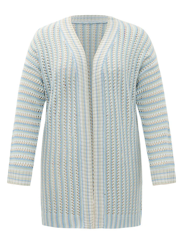 Contrast Geo Eyelet Drop Shoulder Cardigan Contrast Geo Eyelet Drop Shoulder Cardigan