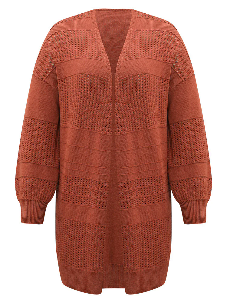 Plain Open Front Lantern Sleeve Cardigan