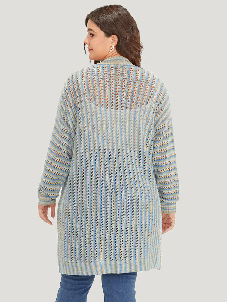 Contrast Geo Eyelet Drop Shoulder Cardigan Contrast Geo Eyelet Drop Shoulder Cardigan