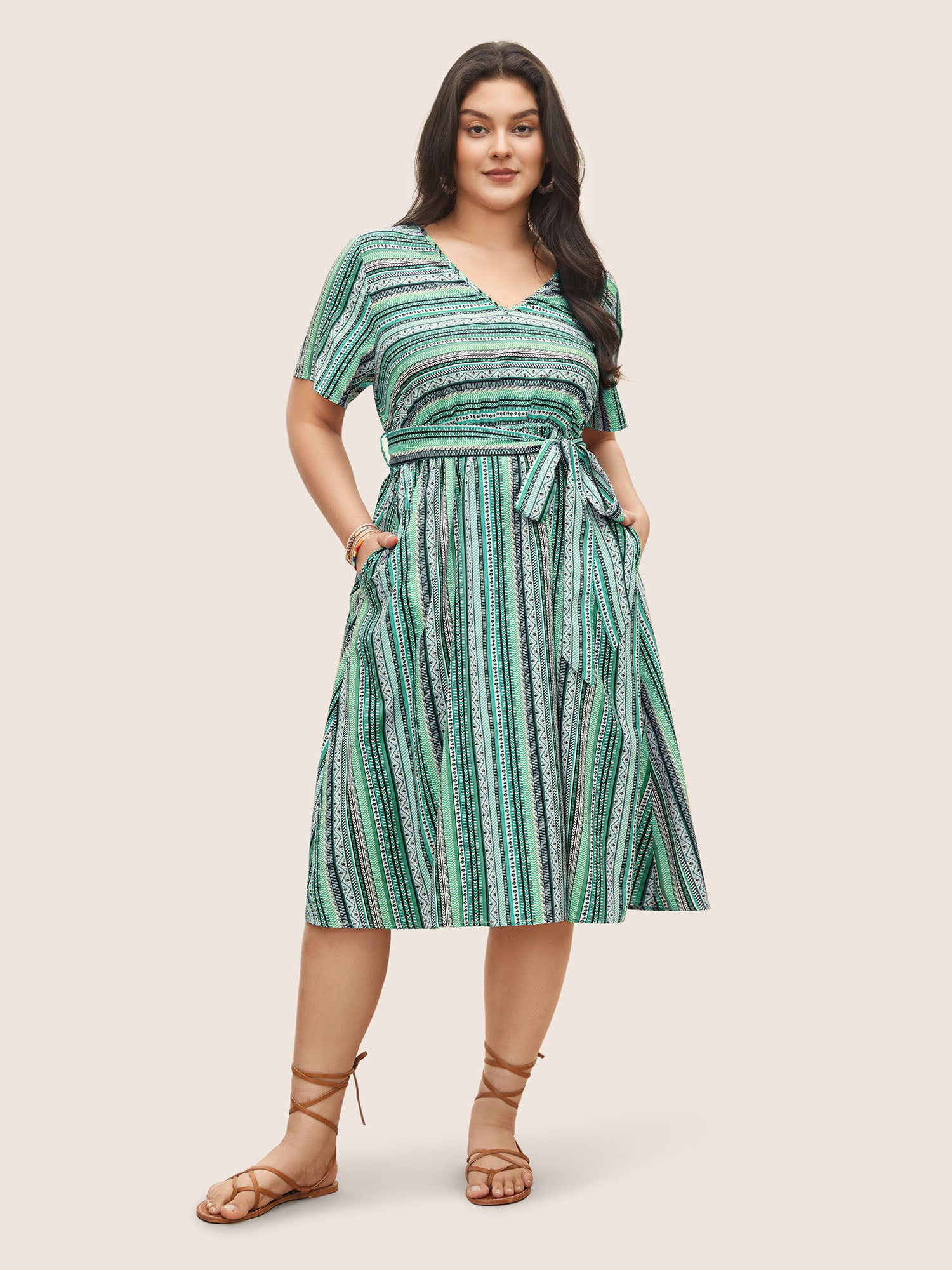 Bandana Striped Belted Pocket Dress Bandana Striped Belted Pocket Dress
