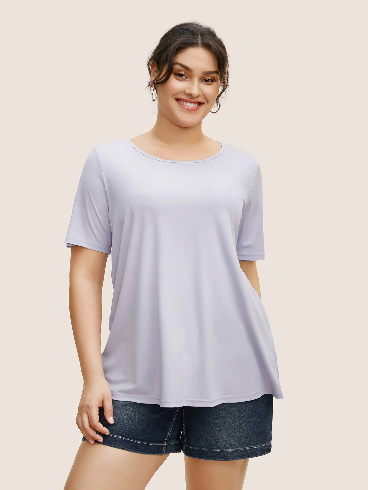 Crew Neck Cut Out Wrap T-shirt Crew Neck Cut Out Wrap T-shirt
