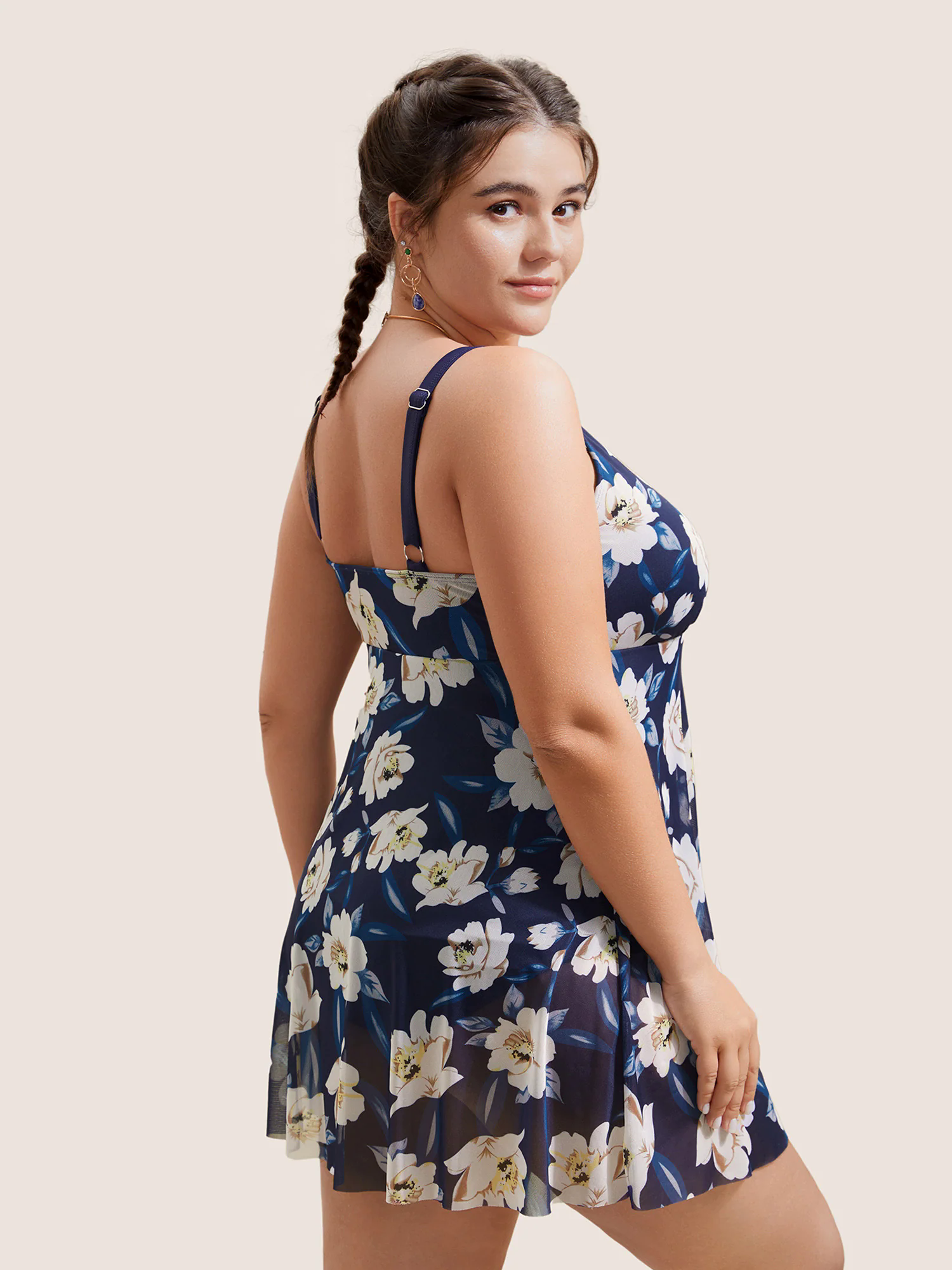 Floral Adjustable Straps Split Hem Swim Dress Floral Adjustable Straps Split Hem Swim Dress