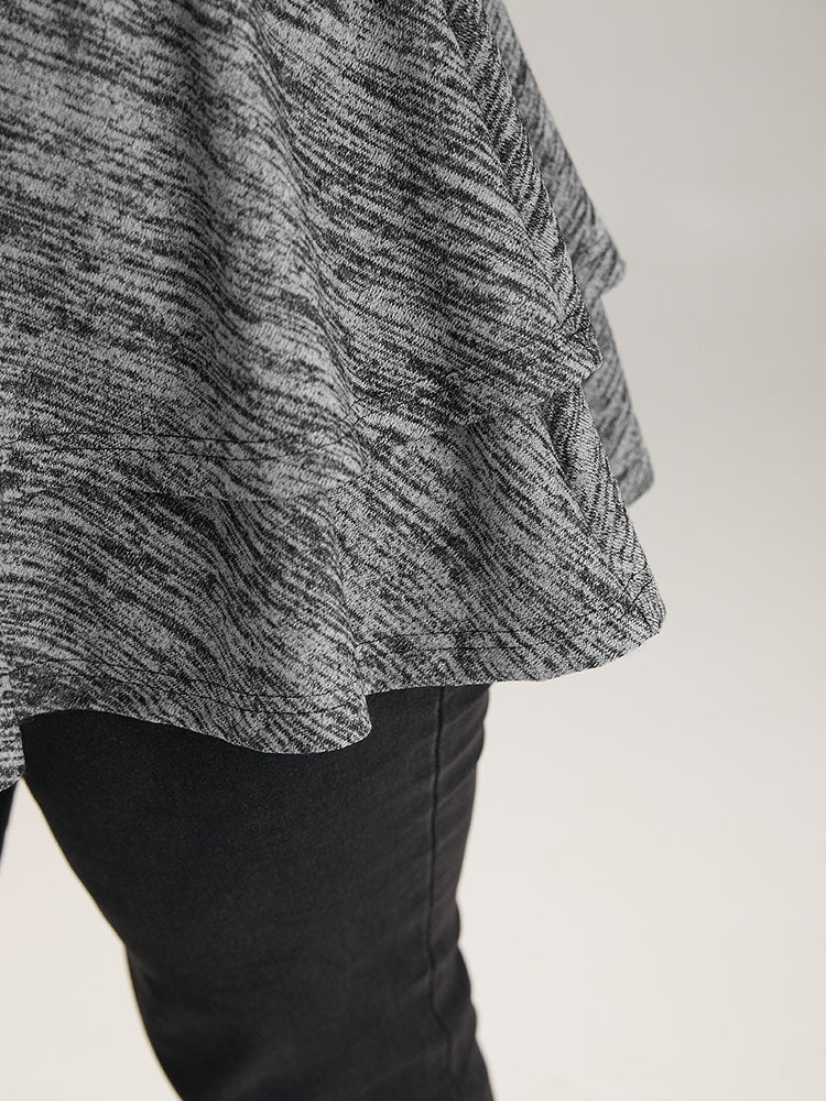 Plain Ruffle Layered Hem T-shirt
