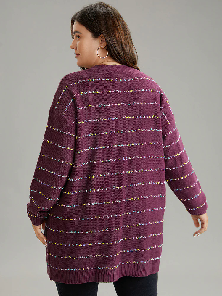 Heather Rainbow Striped Open Front Cardigan Heather Rainbow Striped Open Front Cardigan