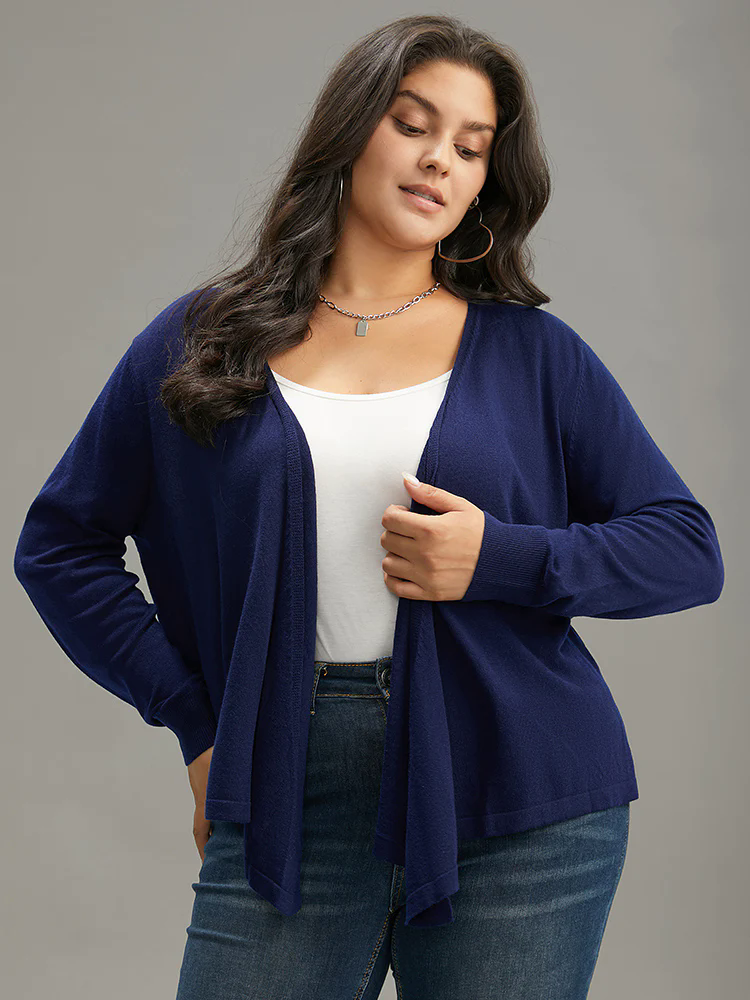 Supersoft Essentials Asymmetrical Hem Elastic Cuffs Cardigan