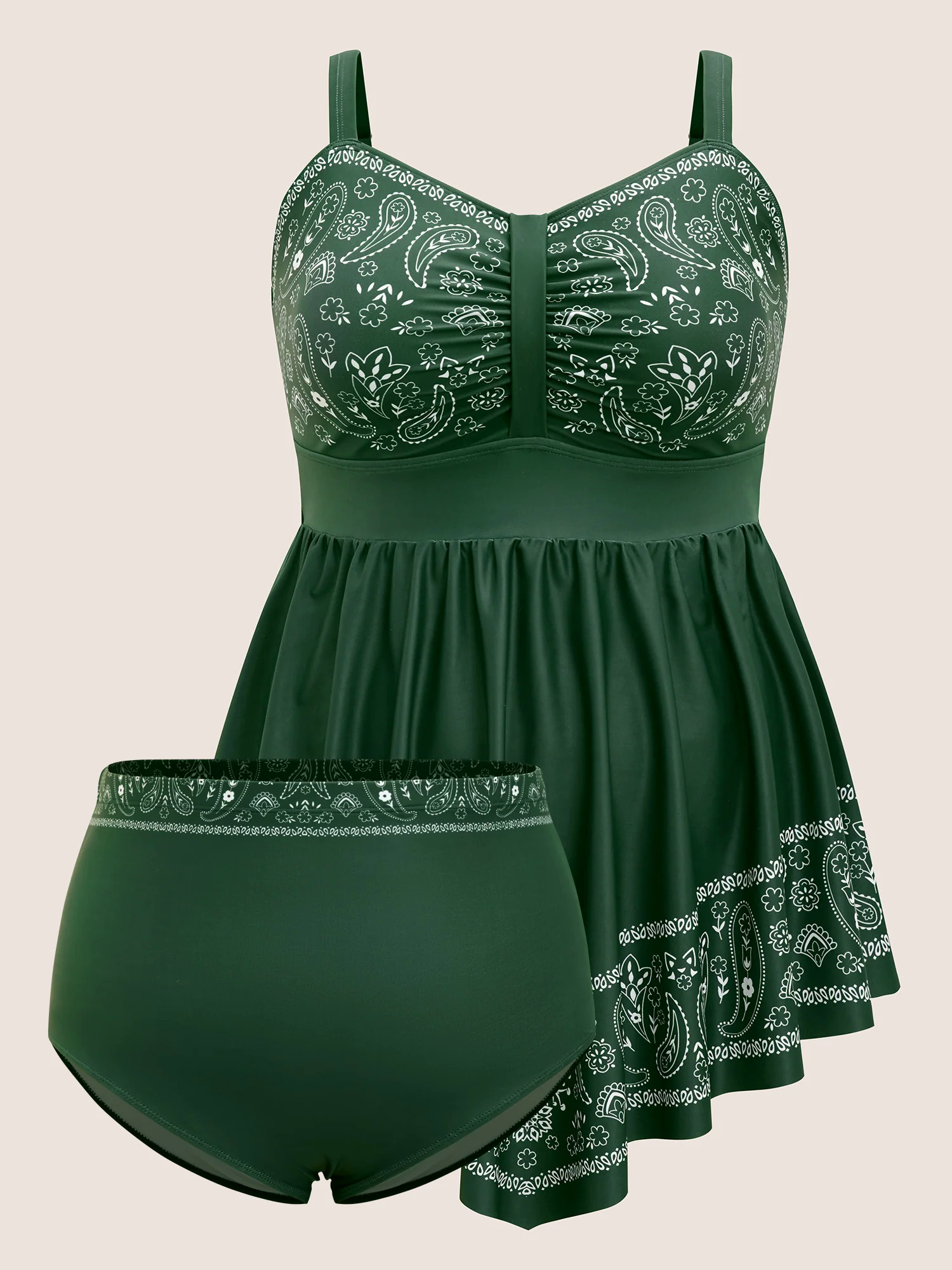 Paisley Print Ruched Adjustable Straps Swim Dress Paisley Print Ruched Adjustable Straps Swim Dress