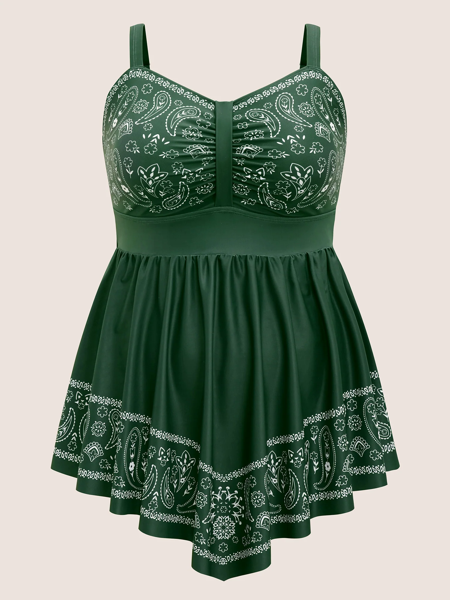 Paisley Print Ruched Adjustable Straps Swim Dress Paisley Print Ruched Adjustable Straps Swim Dress