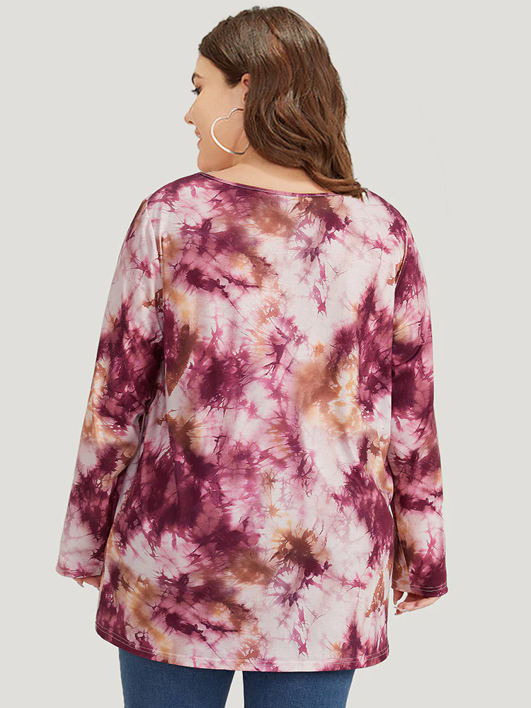 Tie Dye Button Detail Round Neck T-shirt Tie Dye Button Detail Round Neck T-shirt