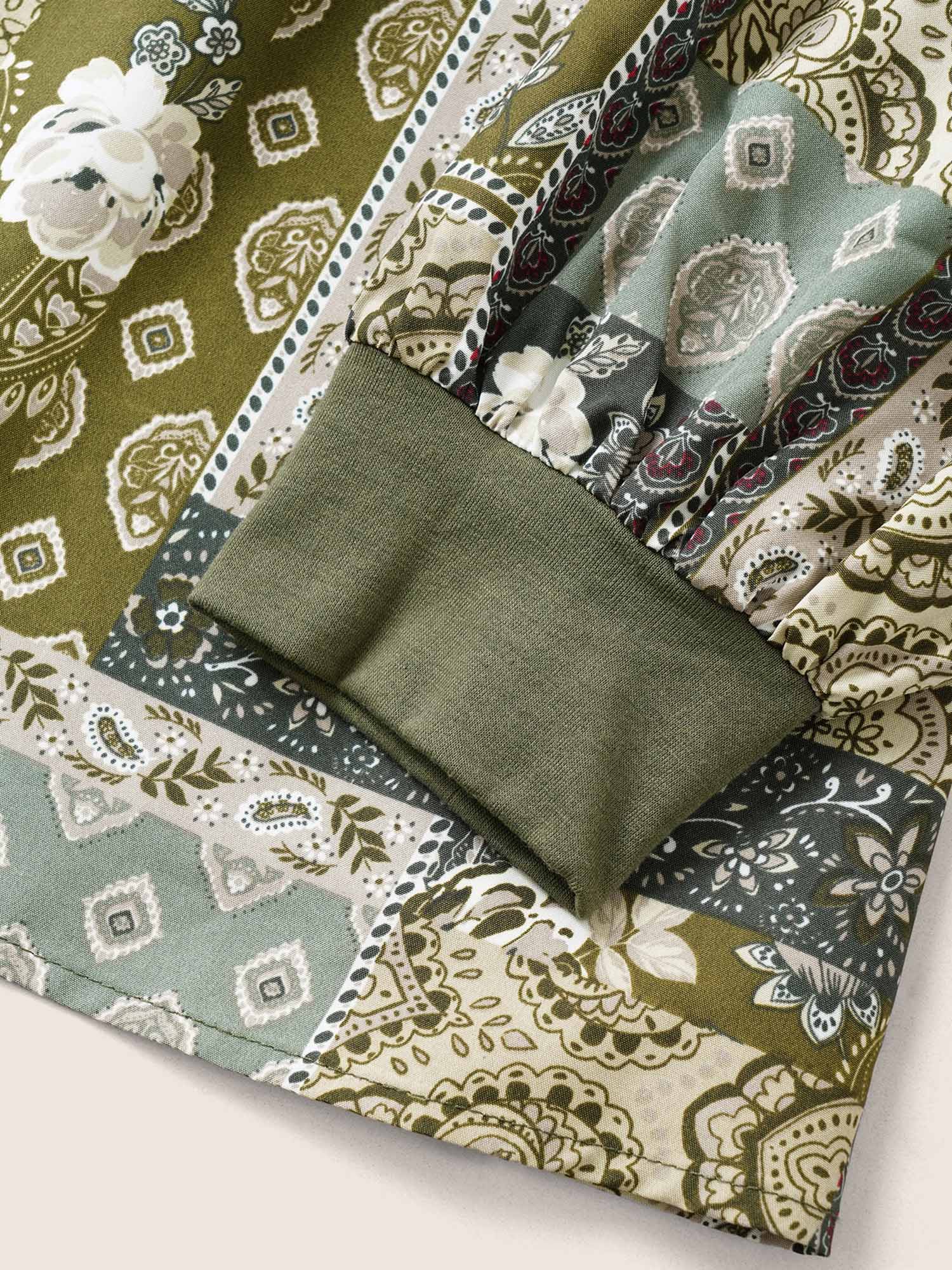 Boho Print Patchwork Lantern Sleeve T-shirt Boho Print Patchwork Lantern Sleeve T-shirt