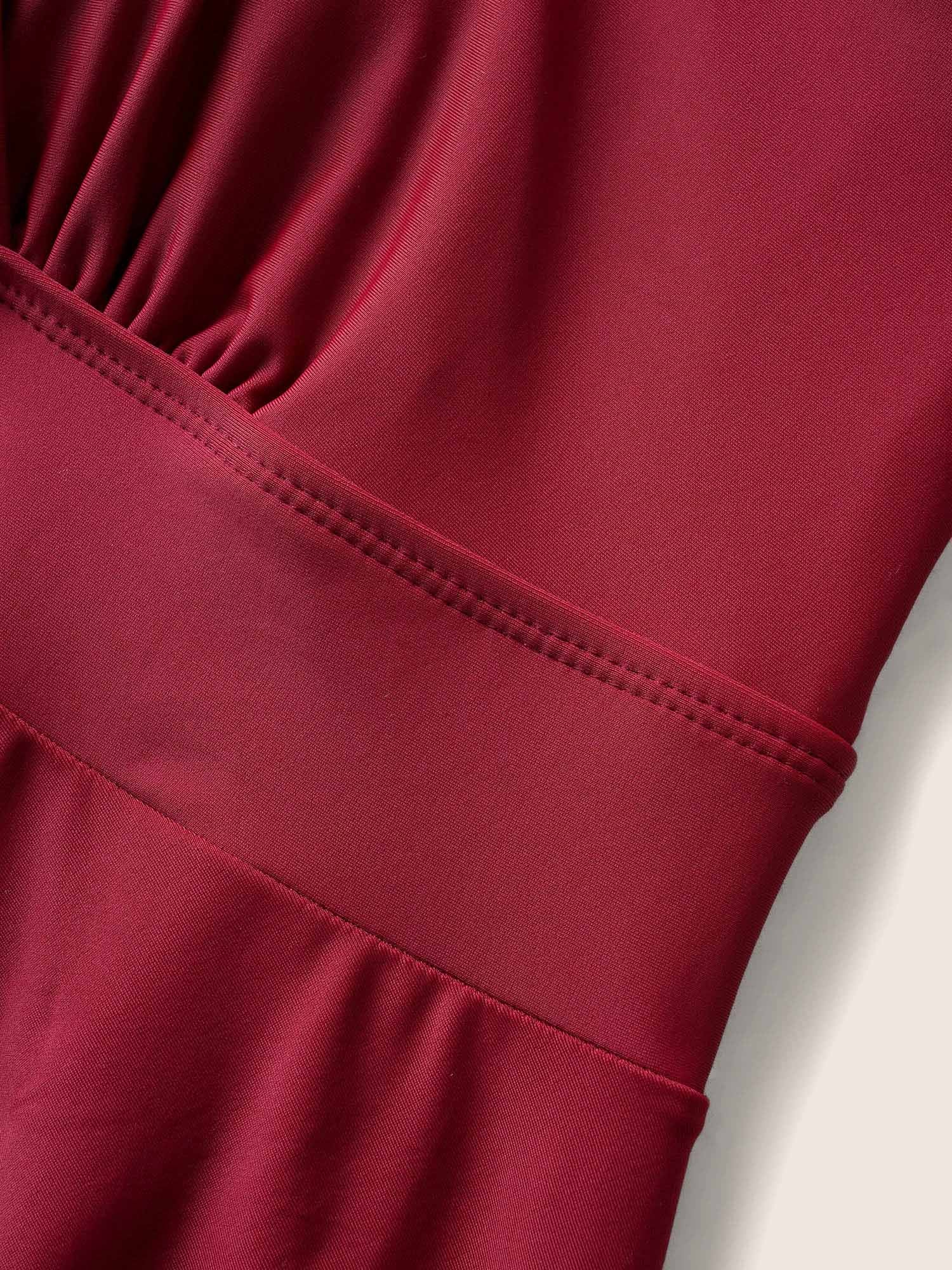 Solid Overlap Collar Lace Patchwork Gathered Swim Dress Solid Overlap Collar Lace Patchwork Gathered Swim Dress