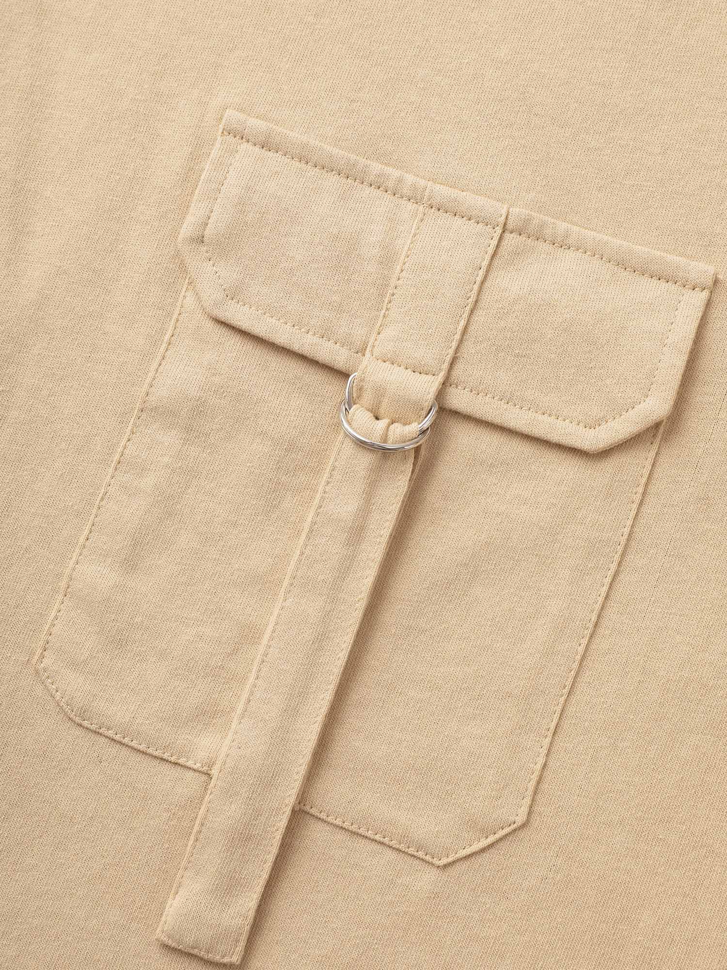 Cotton Solid Patched Pocket Cuffed Sleeve T-shirt Cotton Solid Patched Pocket Cuffed Sleeve T-shirt