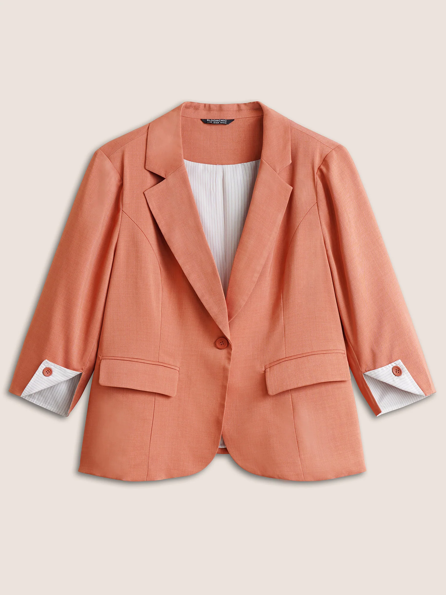 Suit Collar Plain Striped Lined Blazer Suit Collar Plain Striped Lined Blazer
