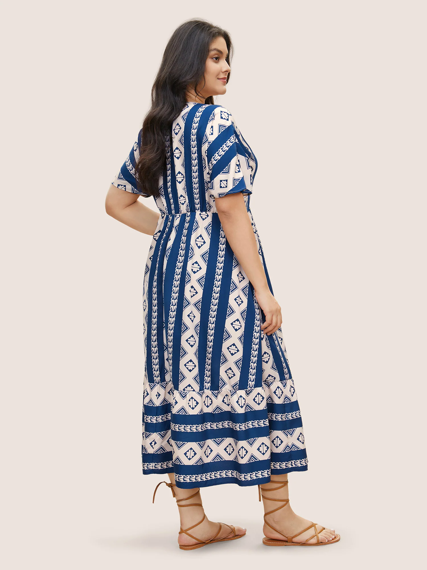 Bandana Print Patchwork Elastic Waist Dress Bandana Print Patchwork Elastic Waist Dress