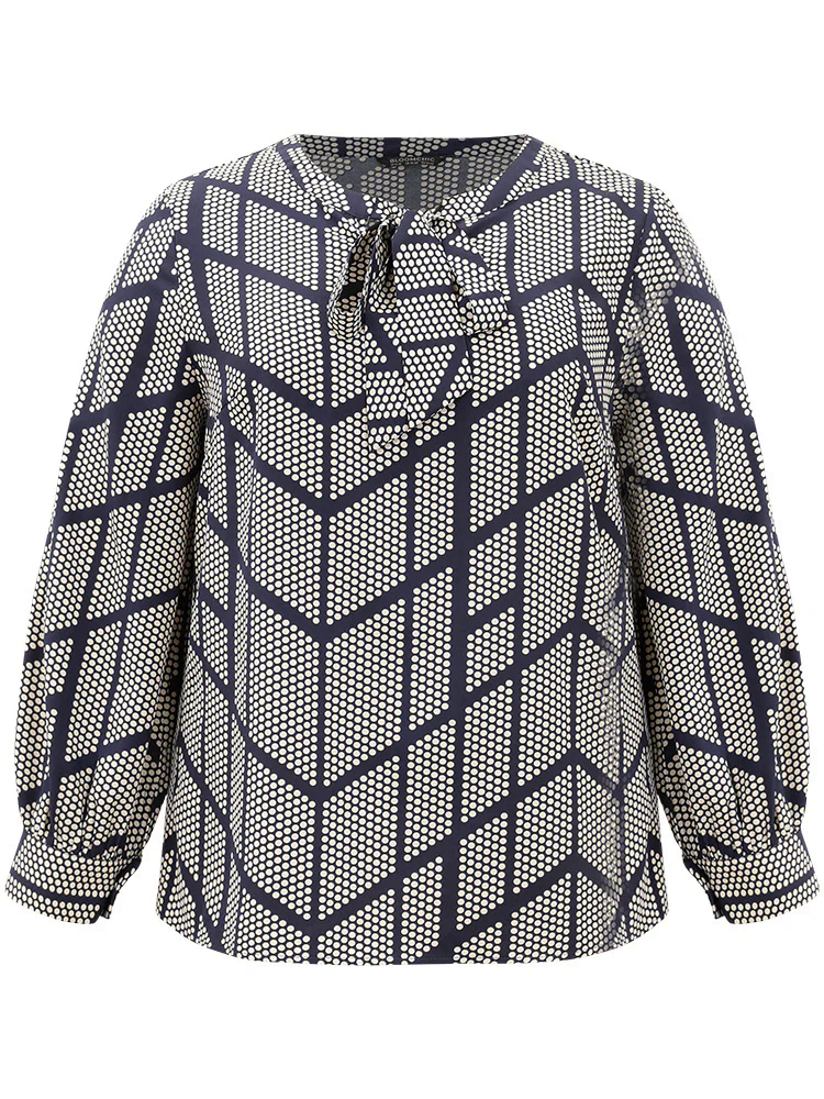 Polka Dot Knot Neck Blouse Polka Dot Knot Neck Blouse