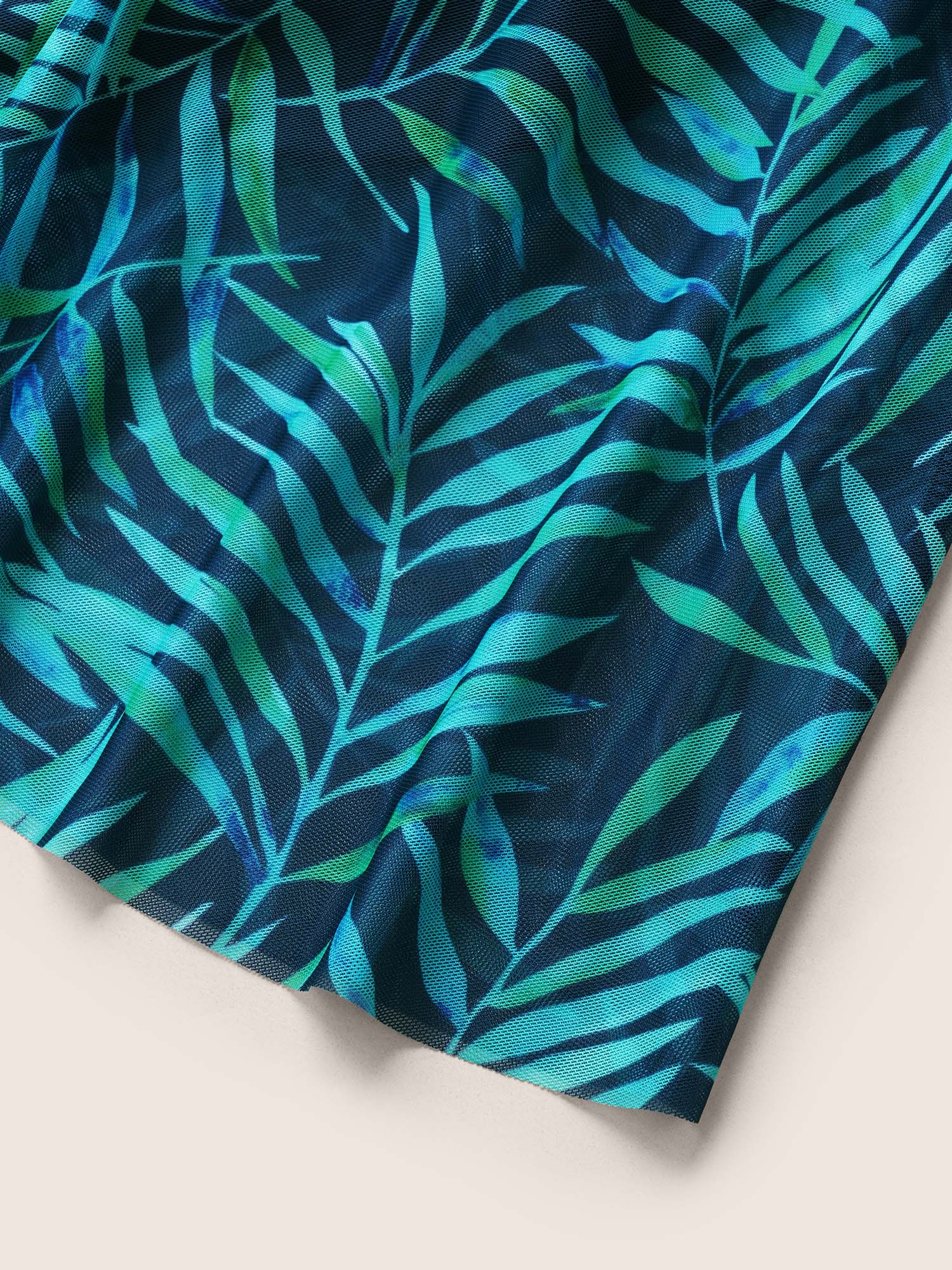 Tropical Plant Print Drawstring Swim Dress Tropical Plant Print Drawstring Swim Dress