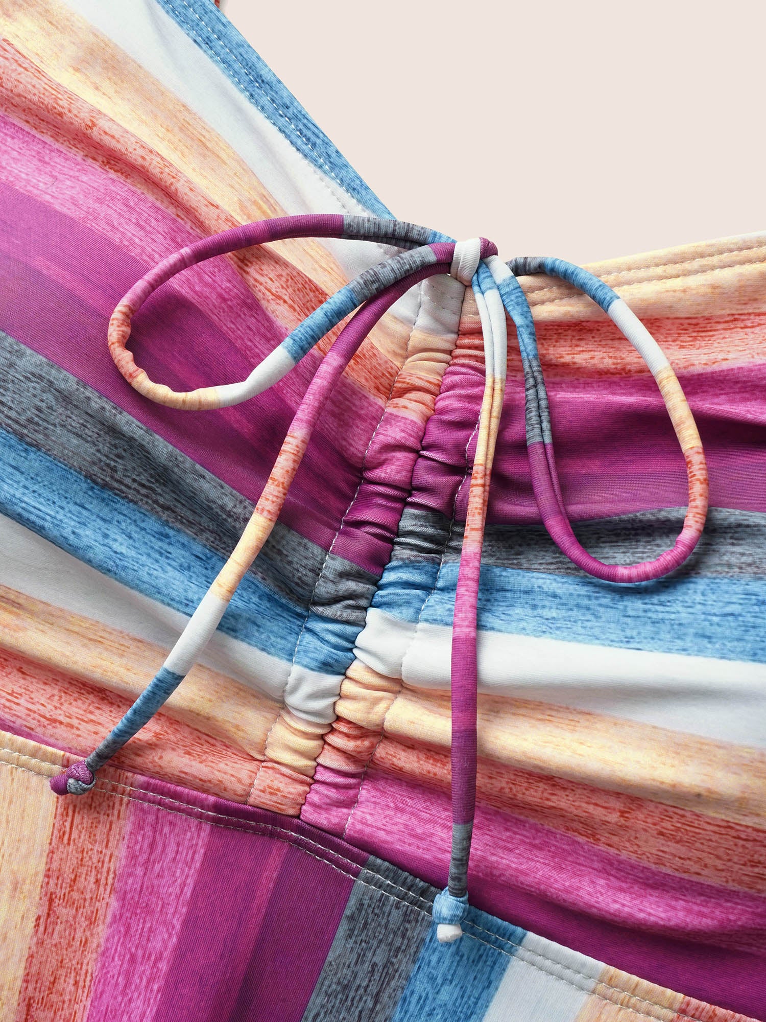 Contrast Striped Tie Knot Swim Dress Contrast Striped Tie Knot Swim Dress