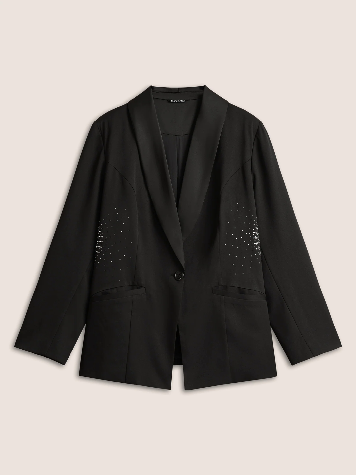 Rhinestone Detail Patched Pocket Button Up Blazer Rhinestone Detail Patched Pocket Button Up Blazer