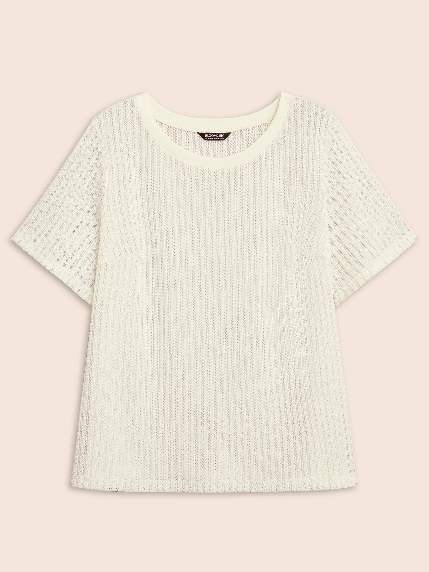 Round Neck Pointelle Knit T-shirt