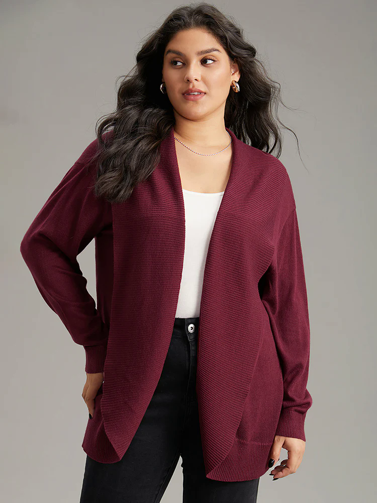 Supersoft Essentials Plain Texture Arc Hem Cardigan Supersoft Essentials Plain Texture Arc Hem Cardigan