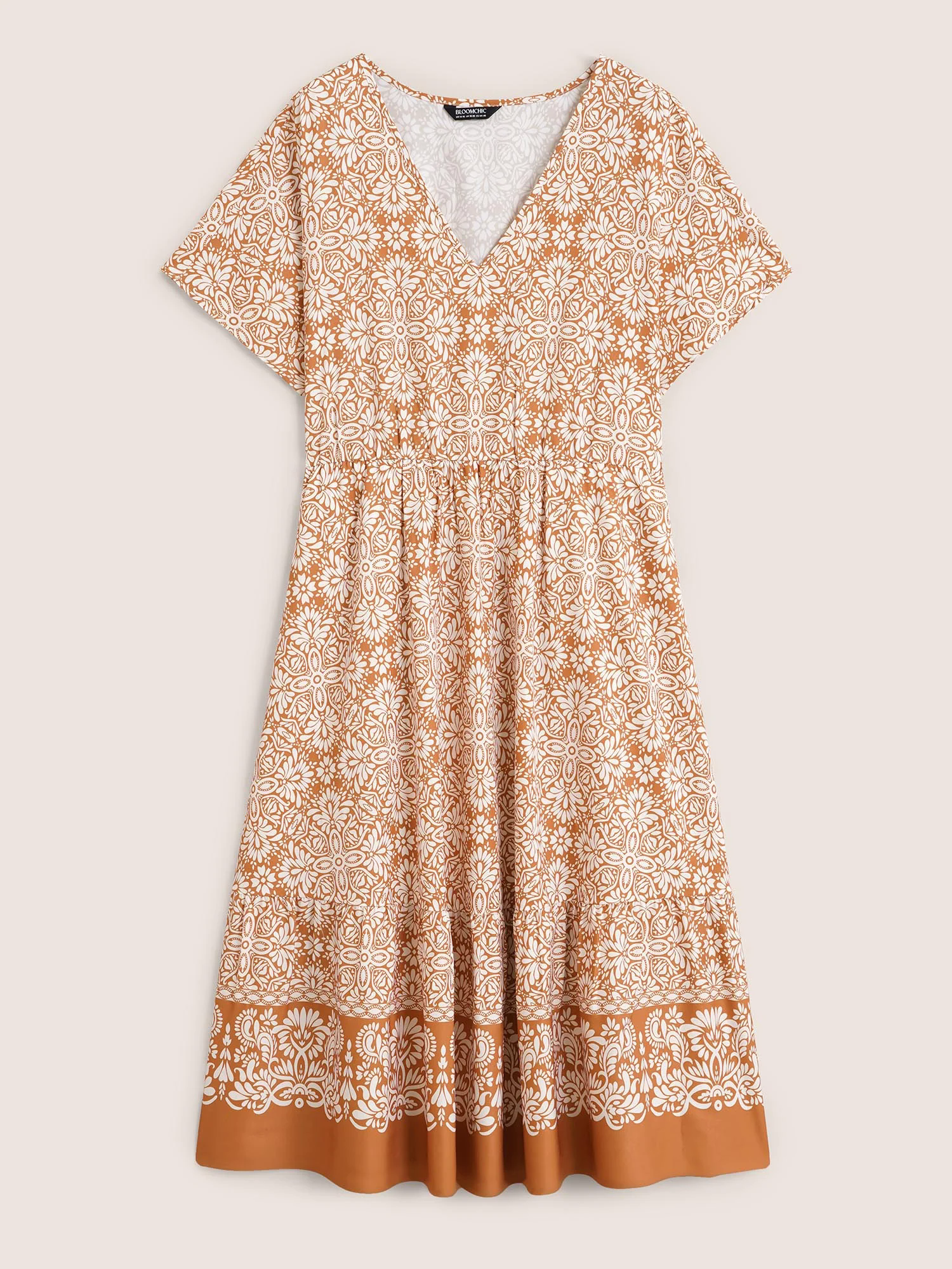 V Neck Bandana Dolman Sleeve Midi Dress