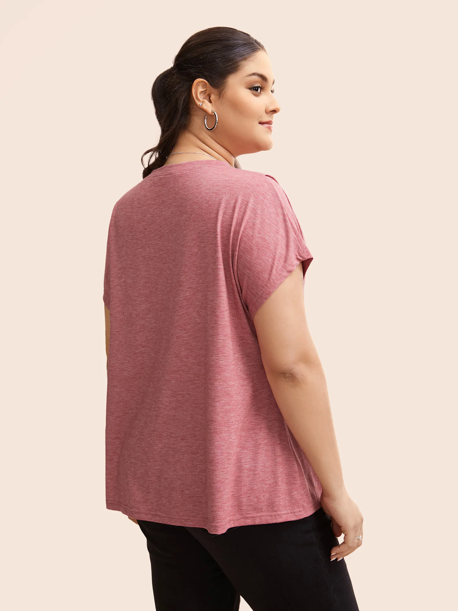 Crew Neck Pleated Dolman Sleeve T-shirt Crew Neck Pleated Dolman Sleeve T-shirt