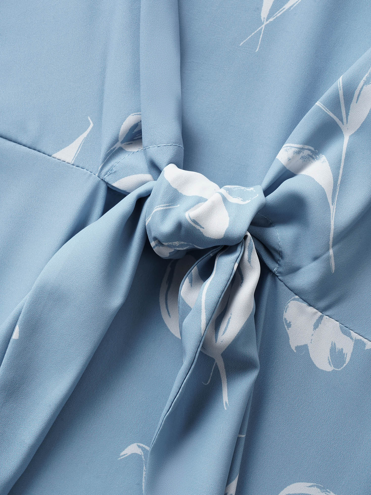 Floral Tie Knot Petal Sleeve Blouse Floral Tie Knot Petal Sleeve Blouse