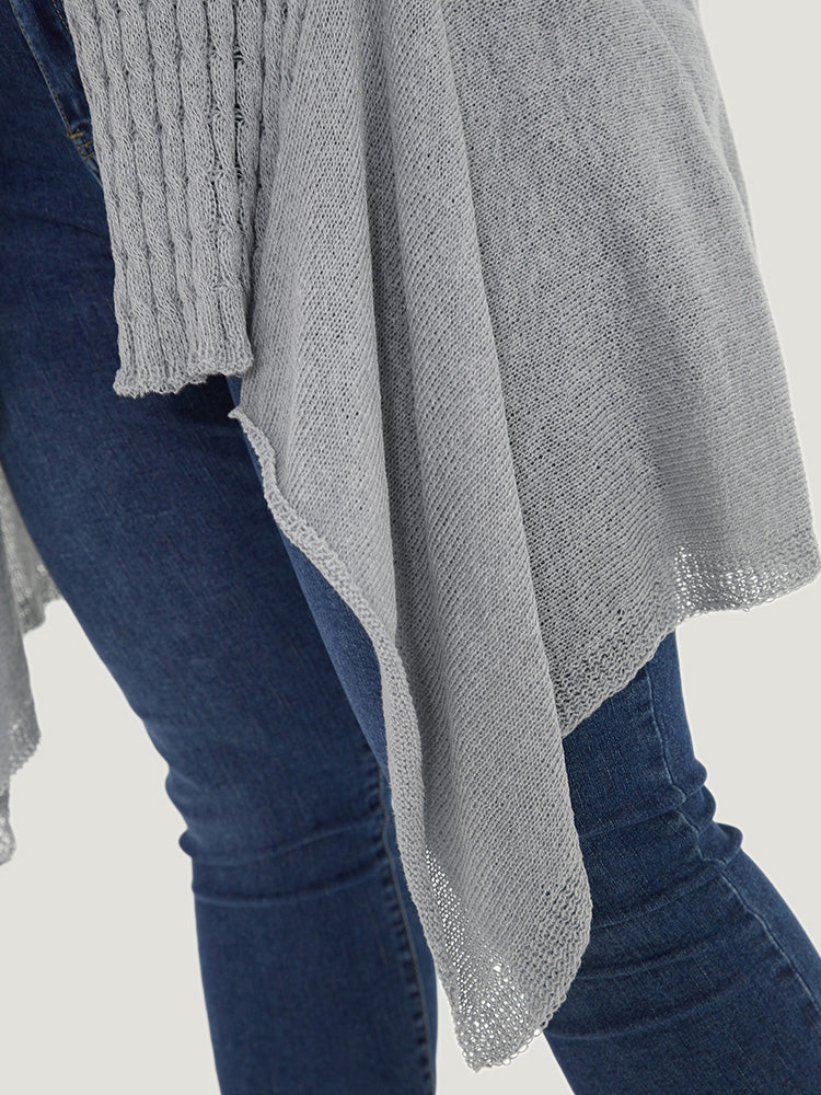 Cable Knit Open Front Asymmetrical Hem Cardigan