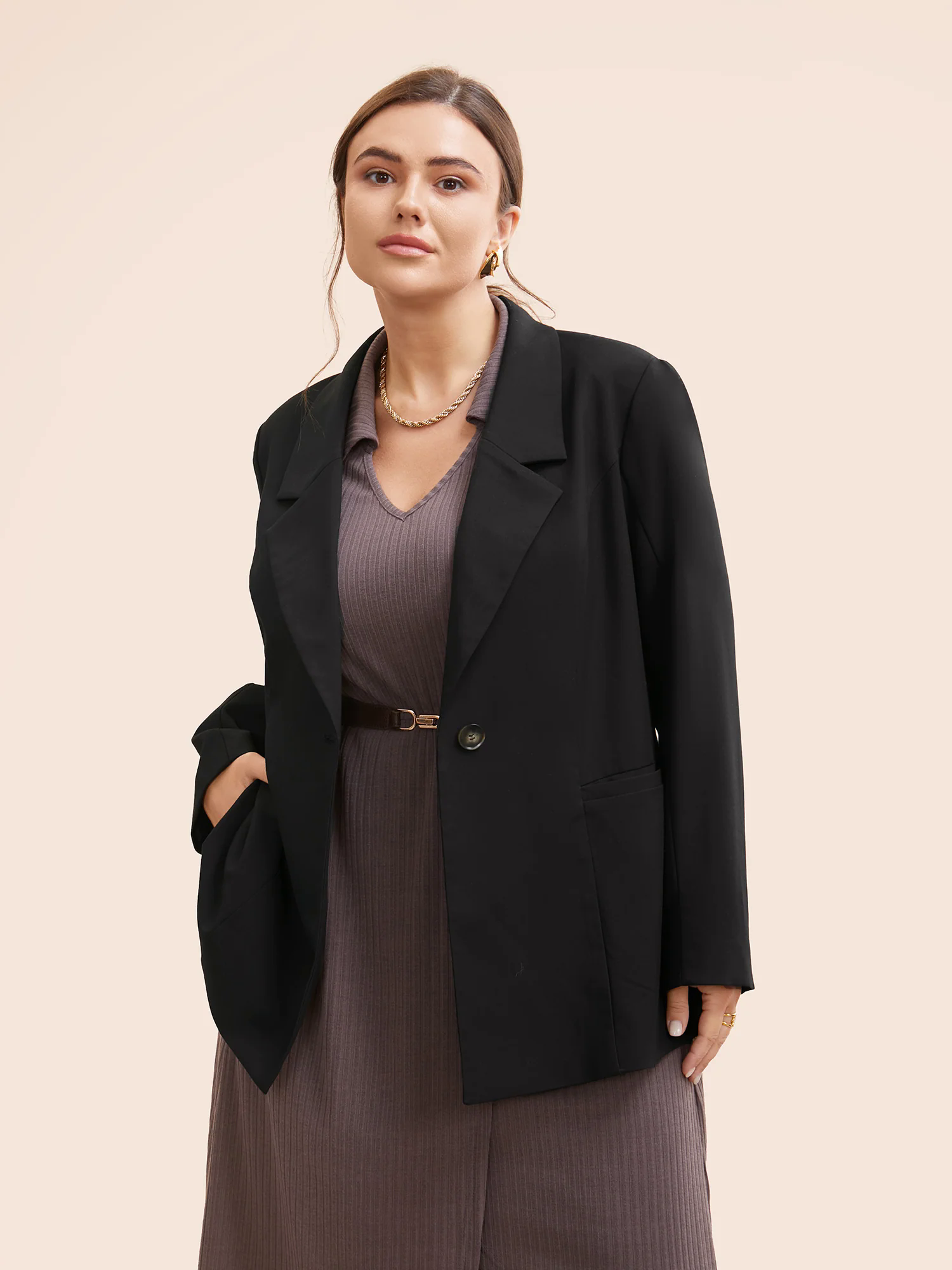 Suit Collar Single Flap Pocket Blazer Suit Collar Single Flap Pocket Blazer