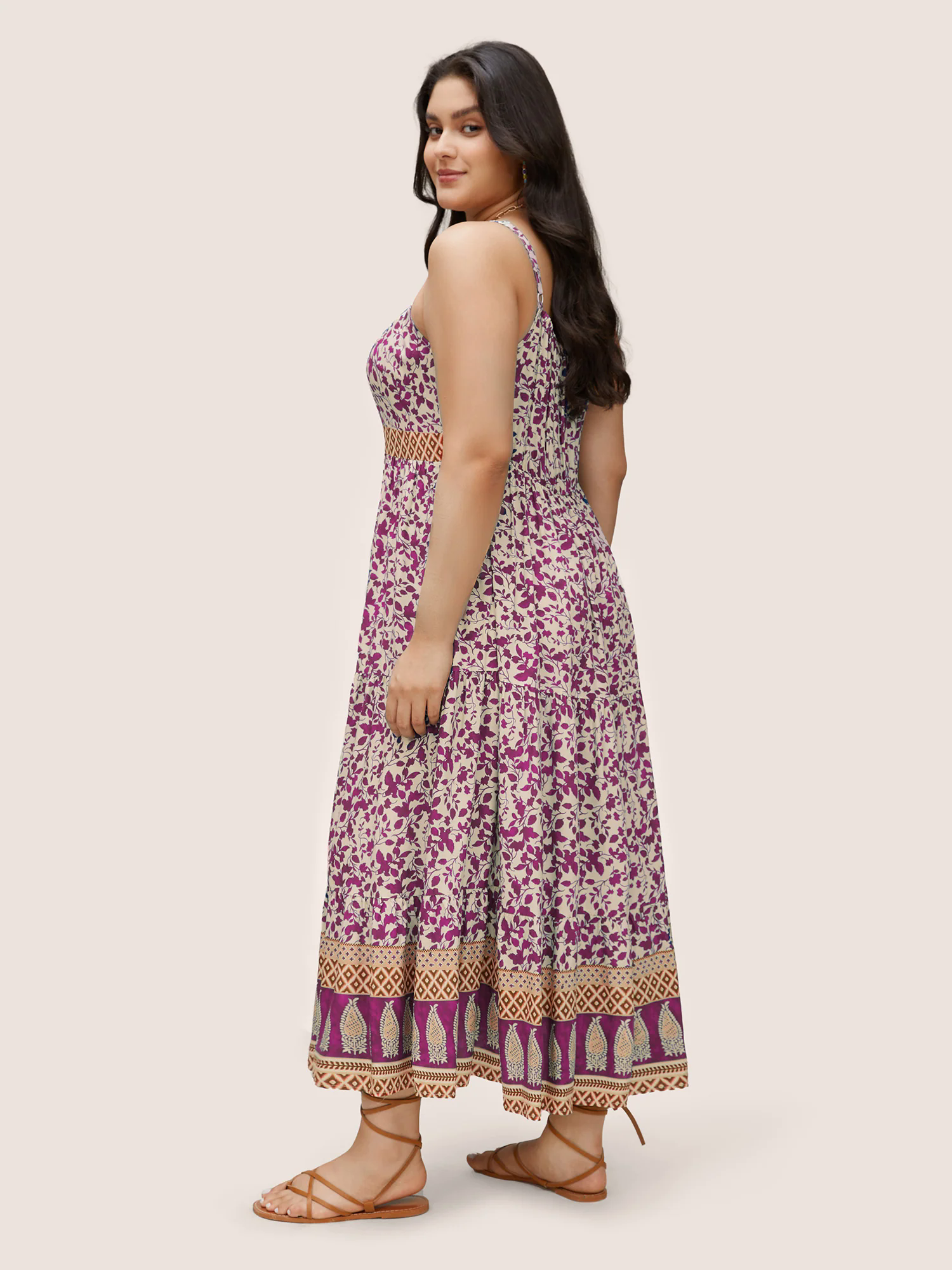 Boho Print Patchwork Adjustable Straps Cami Dress Boho Print Patchwork Adjustable Straps Cami Dress
